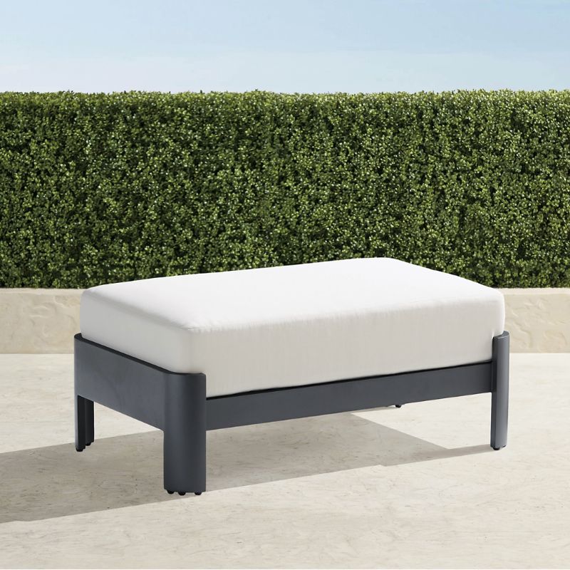 Frontgate Azores Ottoman With Cushions In Matte Black Aluminum