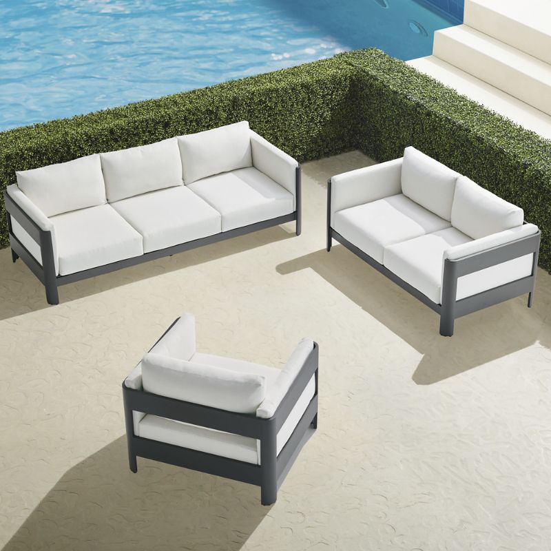 Frontgate Azores 3-pc. Sofa Set In Matte Black Aluminum