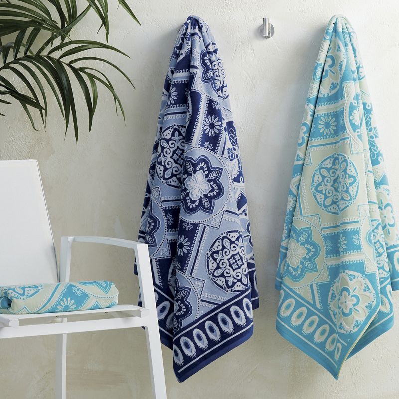 Frontgate Tavira Tile Beach Towel In Blue