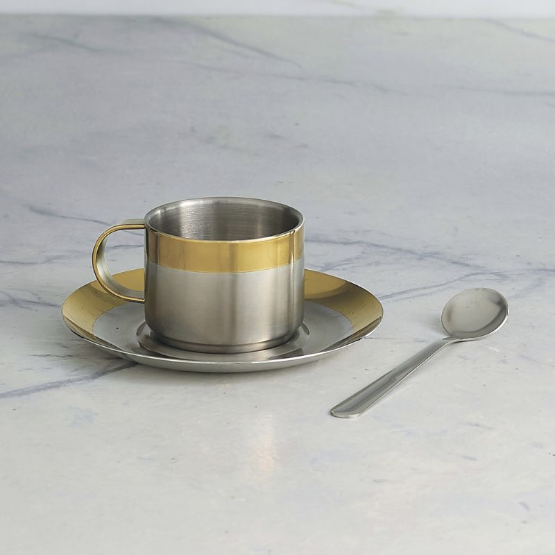 Frontgate Set Of 2 Optima Espresso Cups With Saucers
