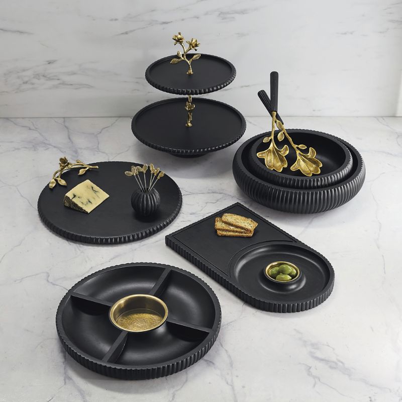 FRONTGATE SET OF 2 ONYX WOOD SERVEWARE COLLECTION 