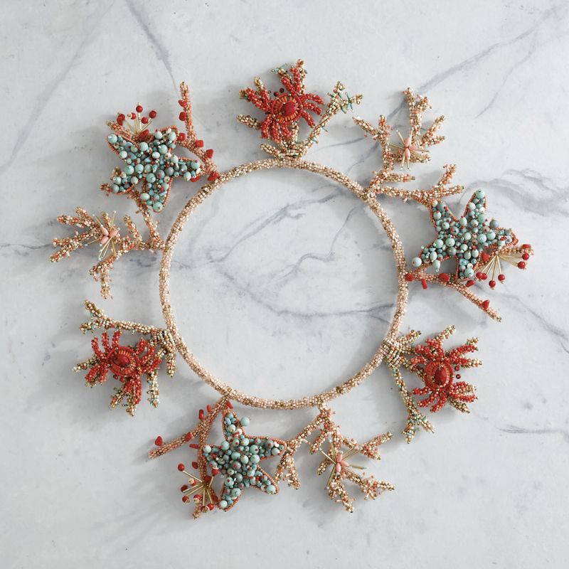 Frontgate Set Of 2 Coral Charm Chargers