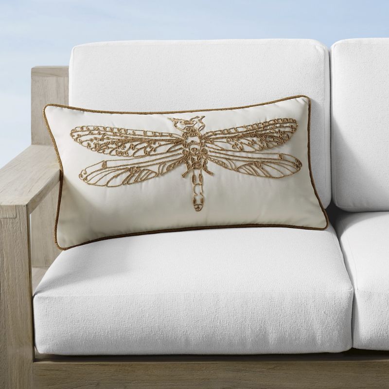 Frontgate New York Botanical Garden Stitched Dragonfly Indoor/outdoor Pillow Cover