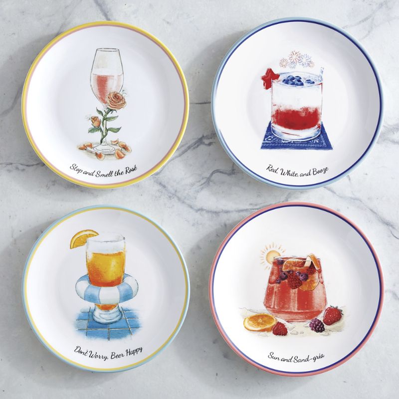 FRONTGATE SET OF 4 SUN AND SPRITZ SALAD PLATES 