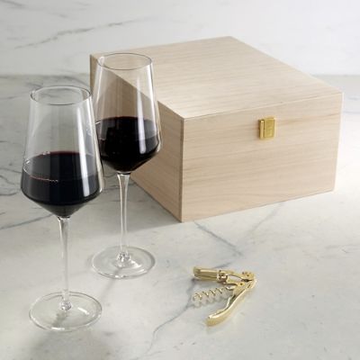 Raye Crystal Wine Glasses & Corkscrew Set