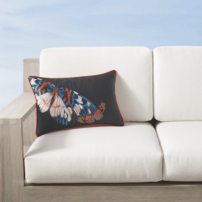 New York Botanical Garden Embroidered Butterfly Indoor/Outdoor Pillow Cover