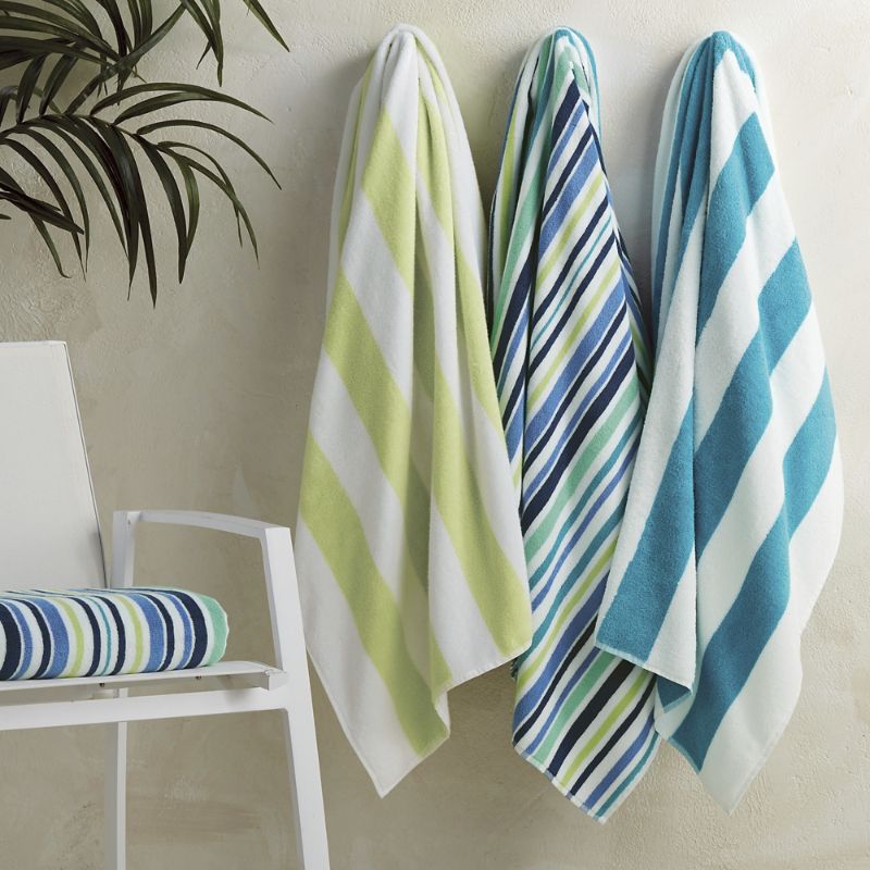FRONTGATE SET OF 4 LAGUNA STRIPE BEACH TOWELS 