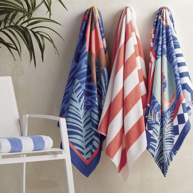 Frontgate Set Of 4 Summer Party Beach Towels In Blue