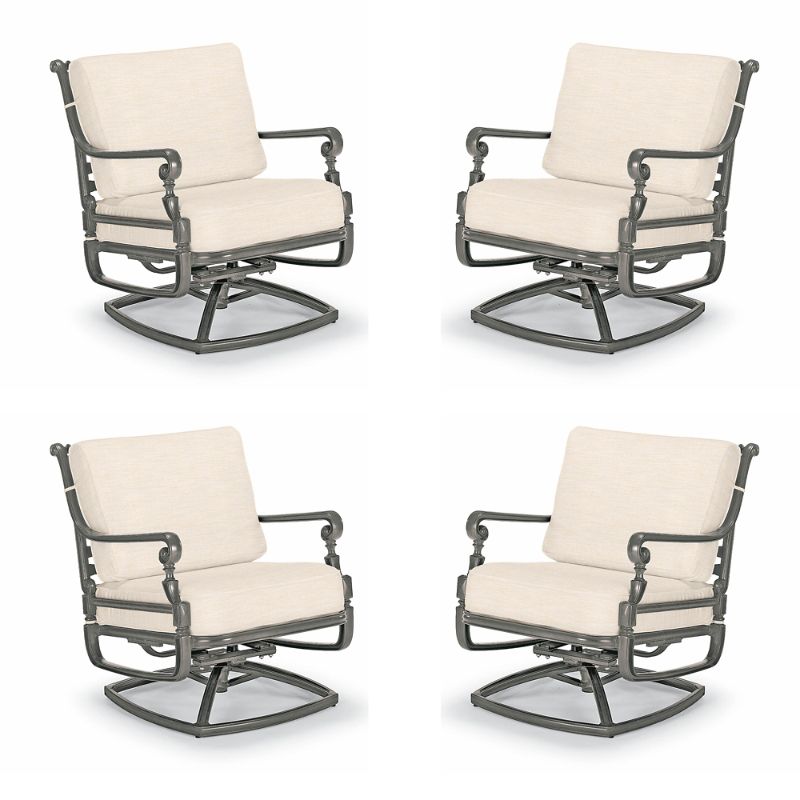 Frontgate Carlisle 4-pc. Swivel Lounge Chair With Cushions In Slate Aluminum
