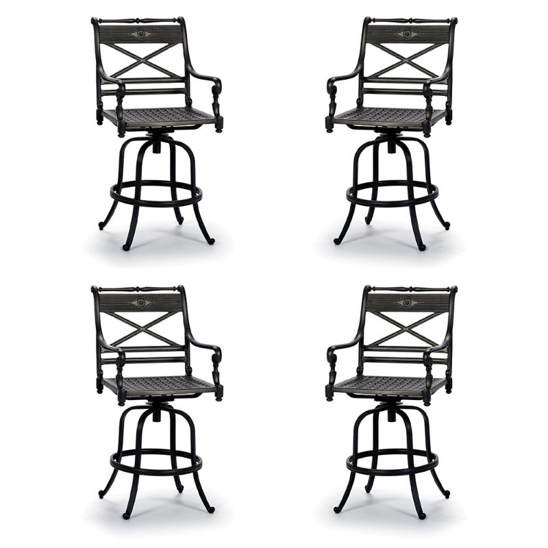 Frontgate Carlisle 4-pc. Swivel Bar Stool In Onyx Aluminum