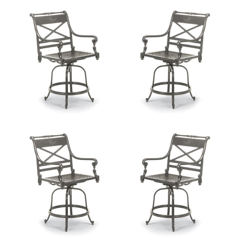 Frontgate Carlisle 4-pc. Swivel Bar Stool In Slate Aluminum