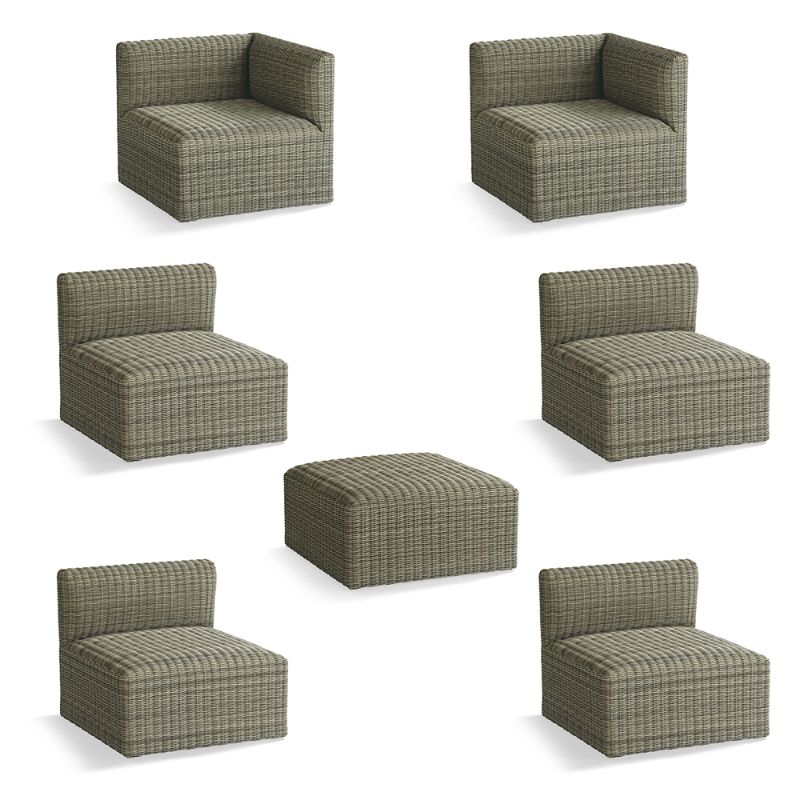 Frontgate Covelle 7-pc. Modular Set In Khaki Wicker