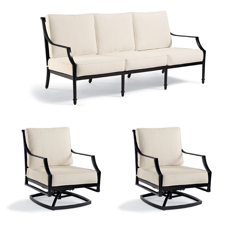 Frontgate Grayson 3-pc. Sofa Set With Two Swivel Lounge Chairs In Black Aluminum