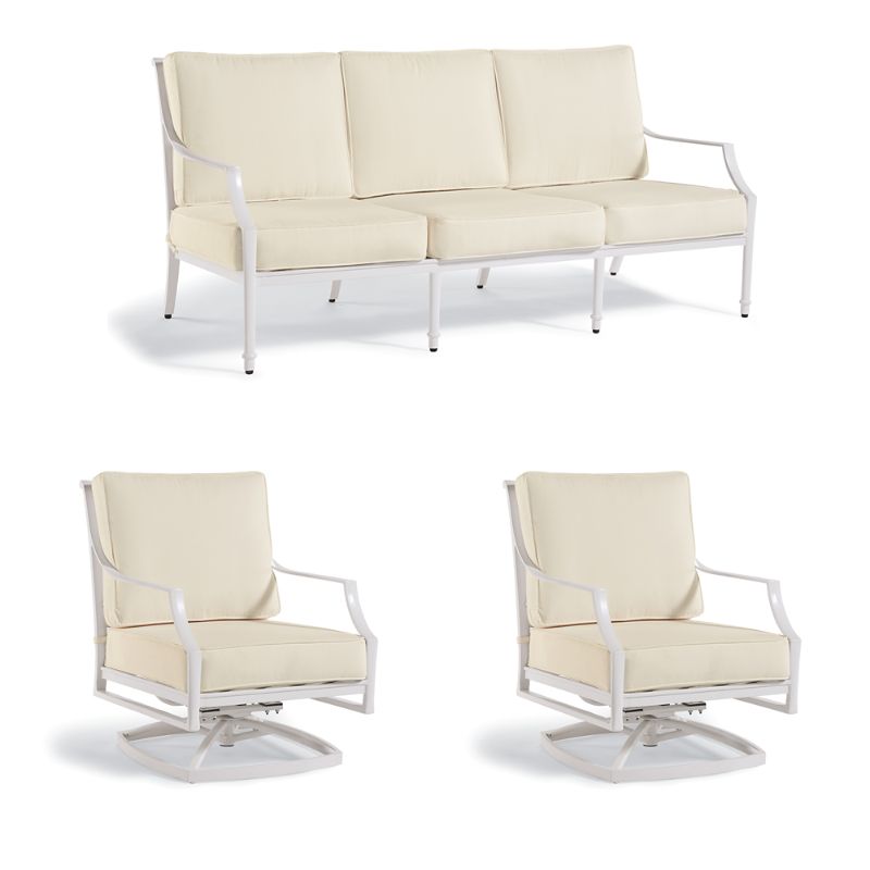 Frontgate Grayson 3-pc. Sofa Set With Two Swivel Lounge Chairs In White Aluminum