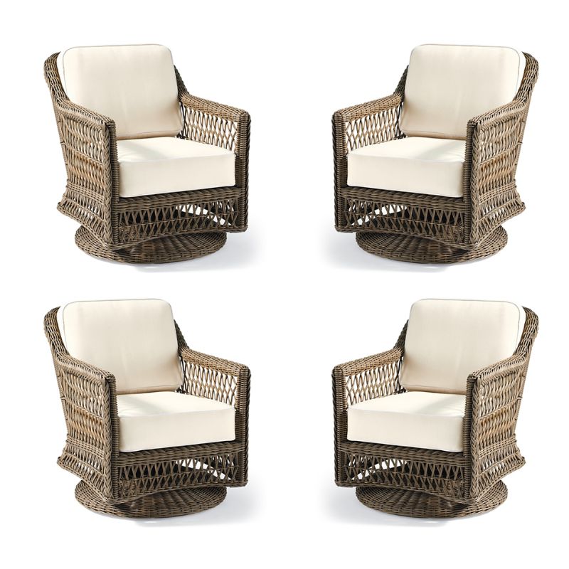 Frontgate Hampton 4-pc. Swivel Lounge Chair In Driftwood Wicker
