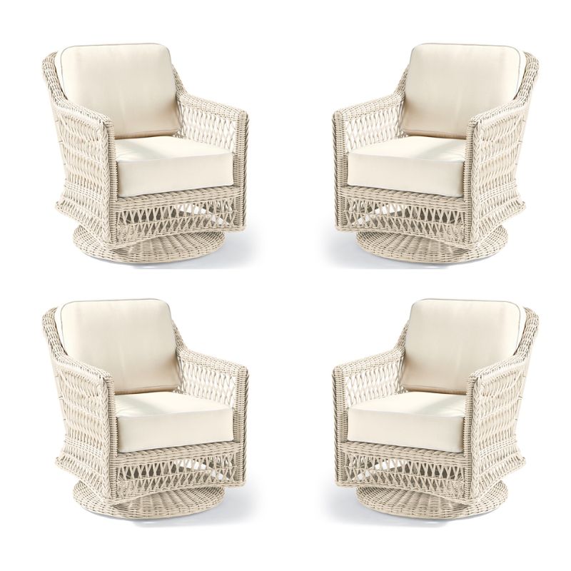 Frontgate Hampton 4-pc. Swivel Lounge Chair In Ivory Wicker