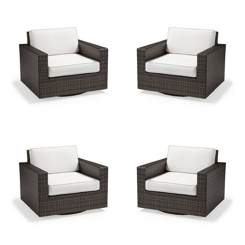 Frontgate Palermo 4-pc. Swivel Lounge Chair In Bronze Wicker