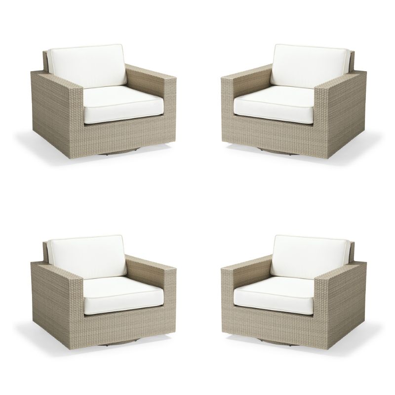 Frontgate Palermo 4-pc. Swivel Lounge Chair In Dove Wicker