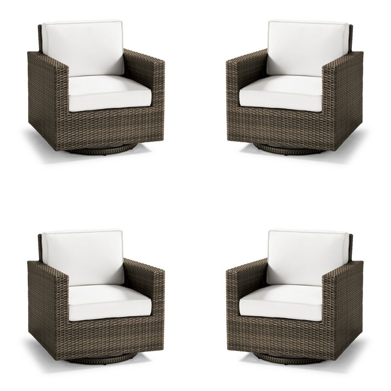 Frontgate Small Palermo 4-pc. Swivel Lounge Chair In Bronze Wicker