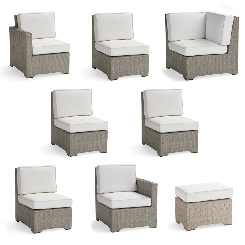 Frontgate Small Palermo 8-pc. Modular Set In Dove Wicker