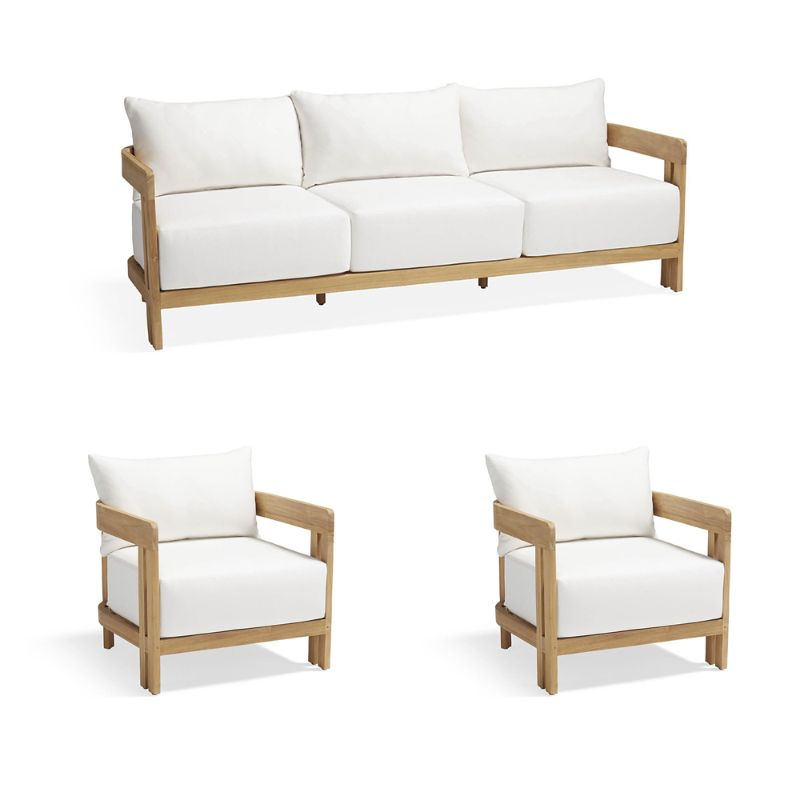 Frontgate Porticello 3-pc. Sofa Set With Two Lounge Chairs In Natural Teak