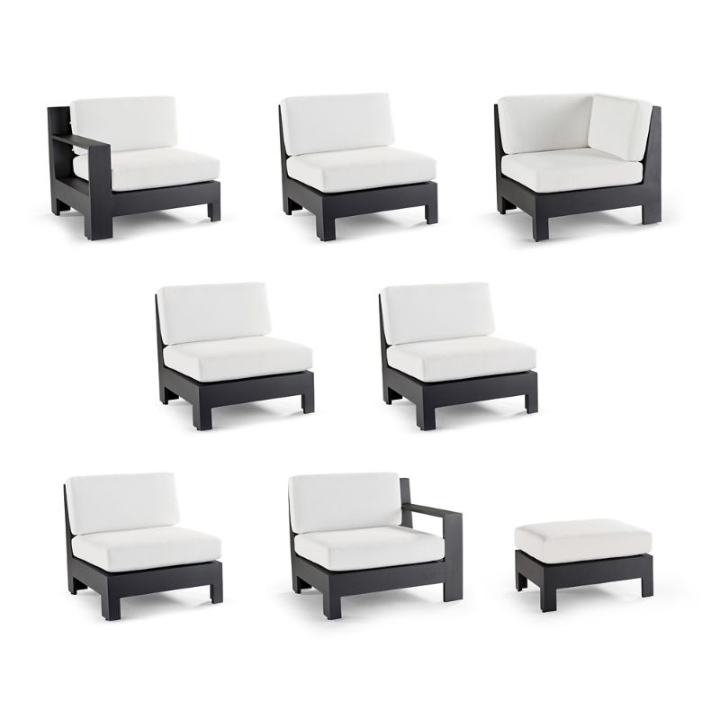 Frontgate St. Kitts 8-pc. Modular Set In Matte Black Aluminum