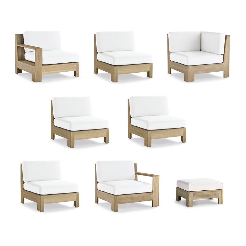 Frontgate St. Kitts 8-pc. Modular Set In Weathered Teak