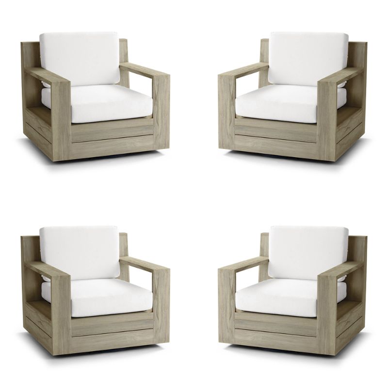 Frontgate St. Kitts 4-pc. Swivel Lounge Chair With Cushions In Weathered Teak