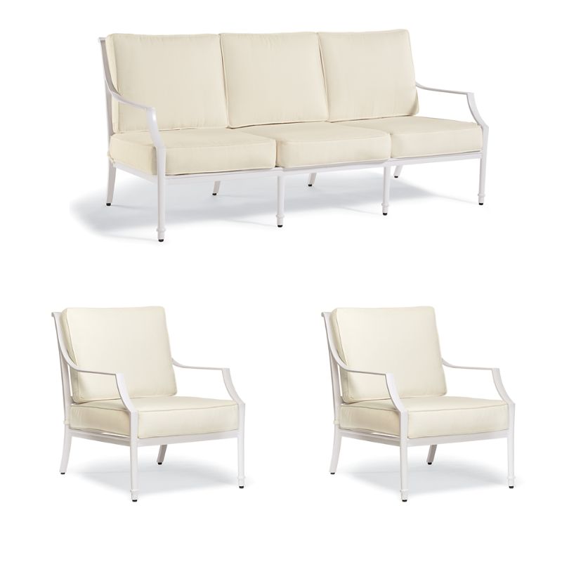 Frontgate Grayson 3-pc. Sofa Set With Two Lounge Chairs In White Aluminum