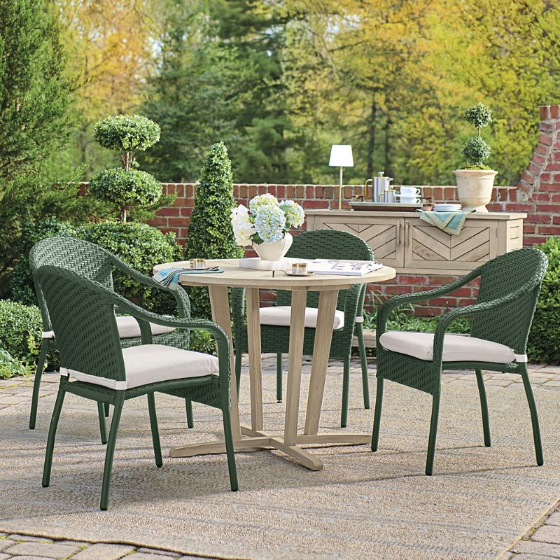 Frontgate Cafe 5-pc. Curved Back Chairs And Classic Teak Table Set In Weathered