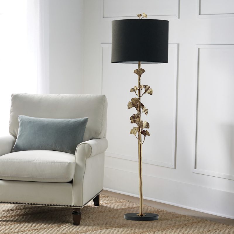 Frontgate Gingko Leaf Floor Lamp In Black
