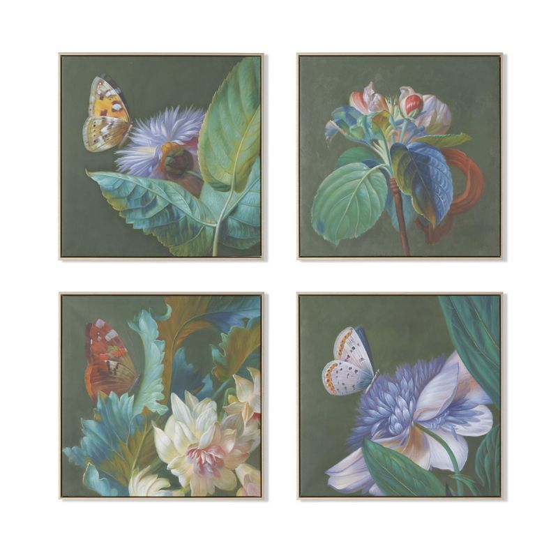 Frontgate Set Of 4 Edie Handpainted Butterflies In Green