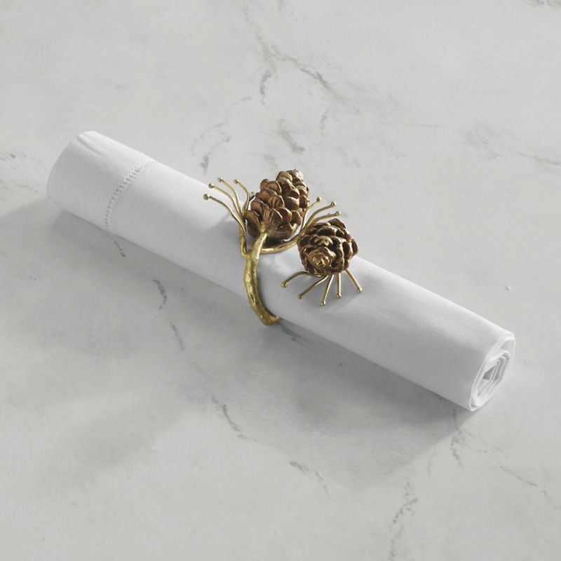 Frontgate Set Of 4 Gilded Pine Napkin Rings