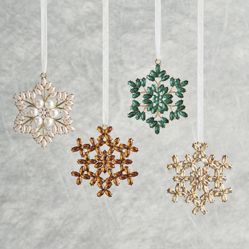 Frontgate Plated Jewelry Snowflake Ornaments, Set Of Three In White