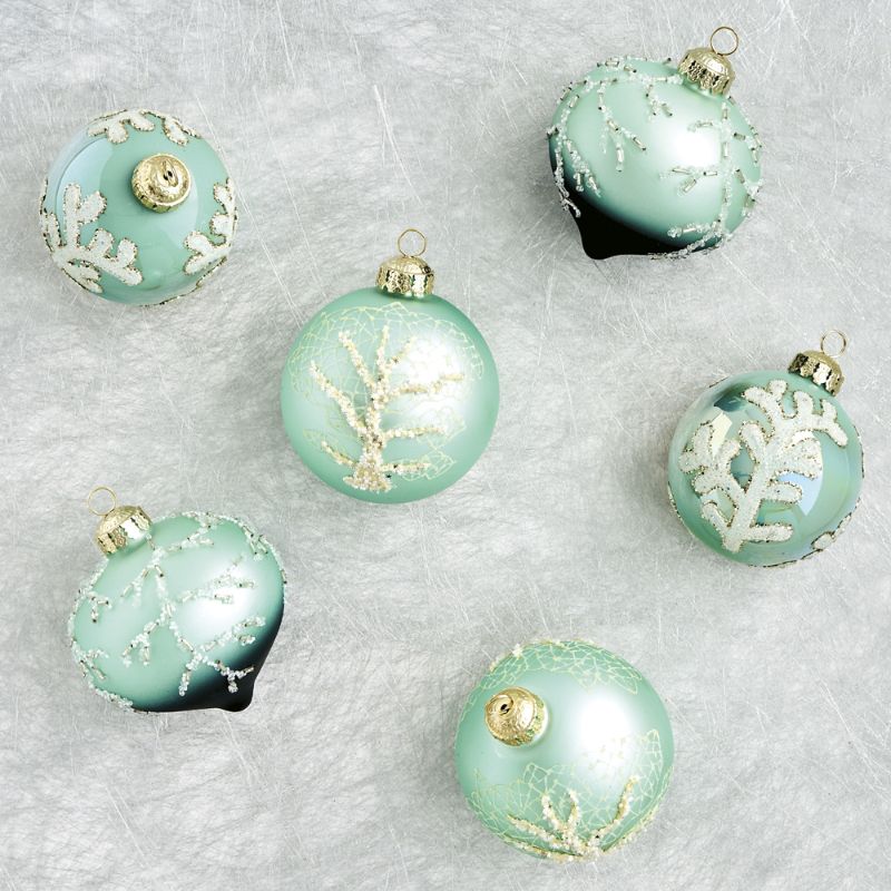 Frontgate Set Of 6 Snowy Seaside Branching Coral Ornaments