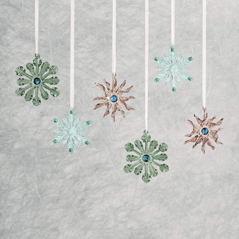 Frontgate Set Of 6 Snowy Seaside Glass Snowflakes