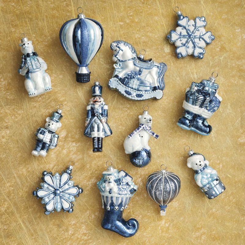 Frontgate French Blue Collectible Ornaments, Set Of Twelve