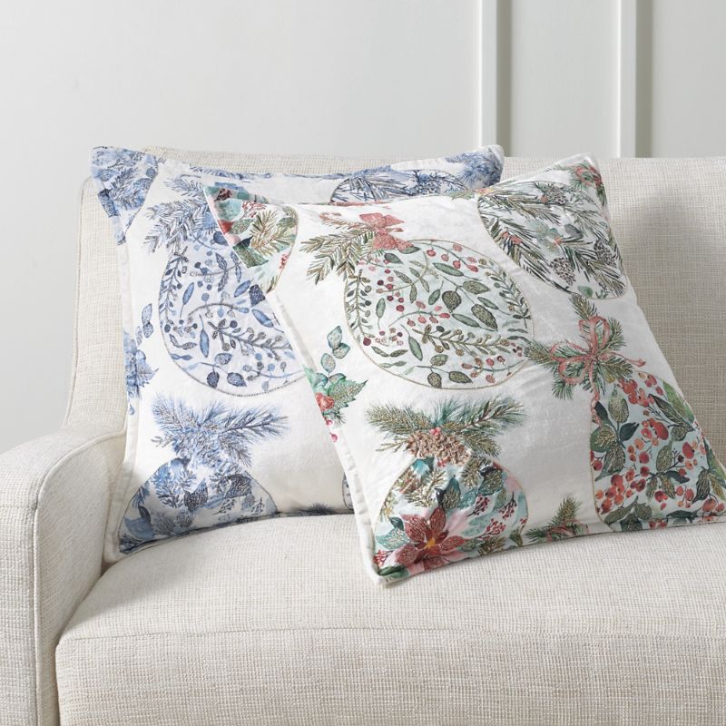 Frontgate Beaded Ornaments Pillow Cover In Blue