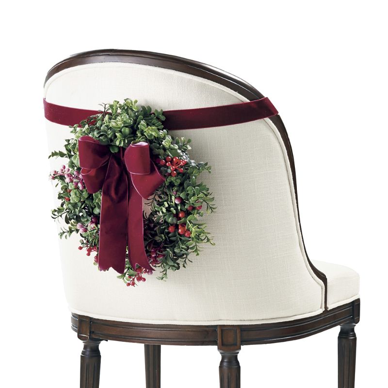 Frontgate Set Of 2 Boxwood And Berry Mini Chairback Wreaths