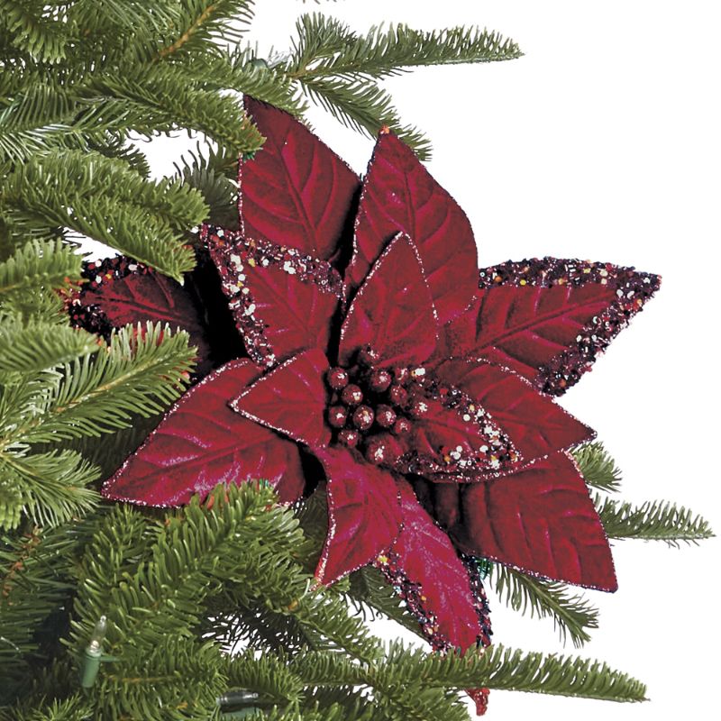 Frontgate Set Of 6 Glitter Poinsettia Stems In Multi