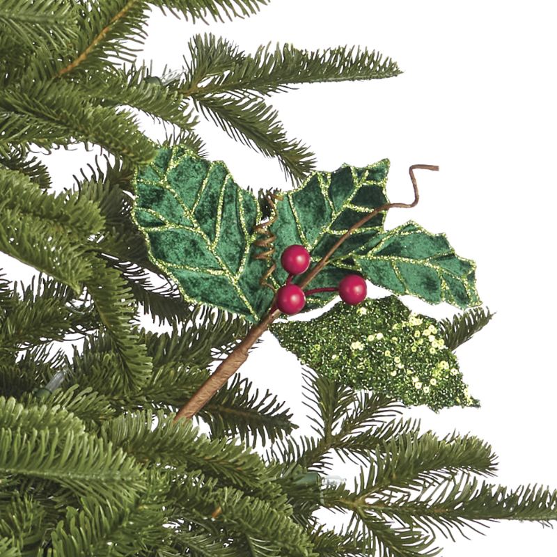 Frontgate Glitter Velvet Holly Berry Stems, Set Of 12 In Green