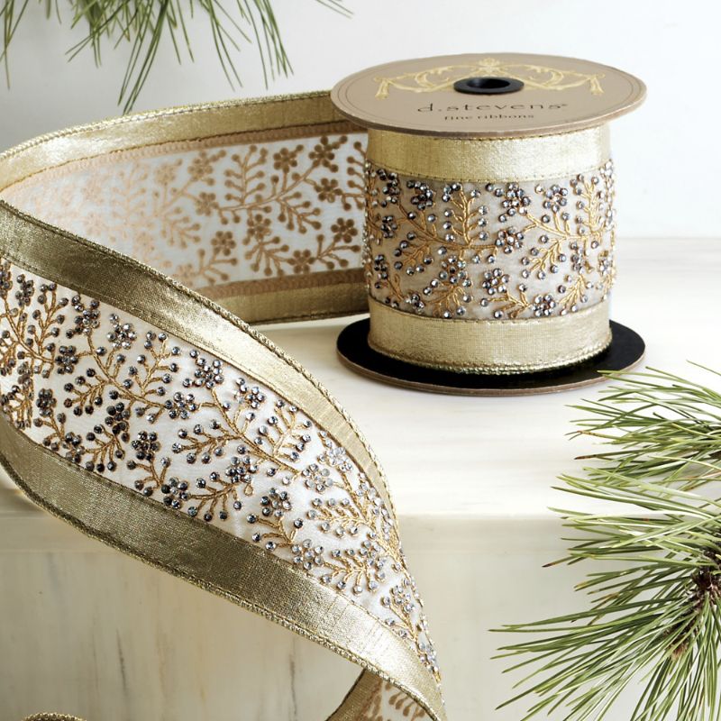 Frontgate Crystal Branch Dupioni Ribbon In Gold