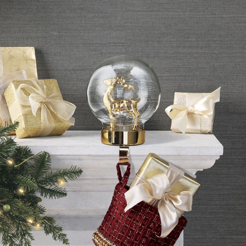 Frontgate Led Glass Globe Stocking Holder In Red