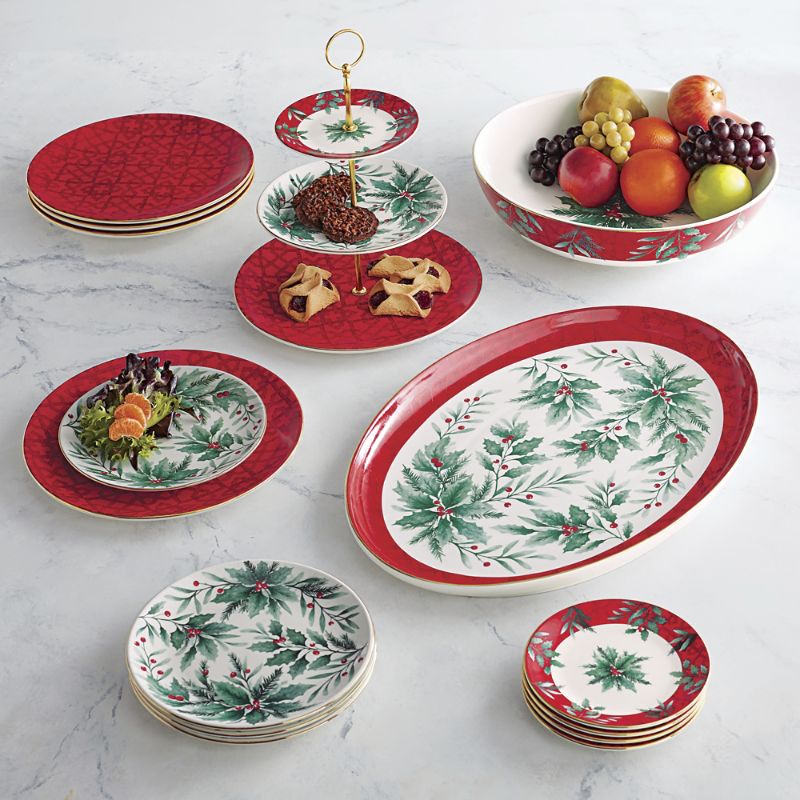 Frontgate Mistletoe & Holly Dinnerware In Red
