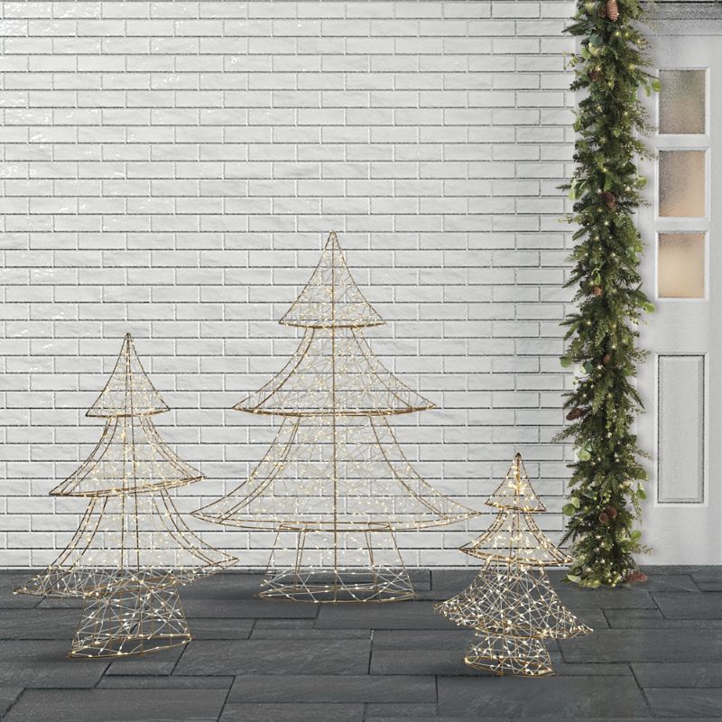Frontgate Led Micro Light Christmas Trees In Gold