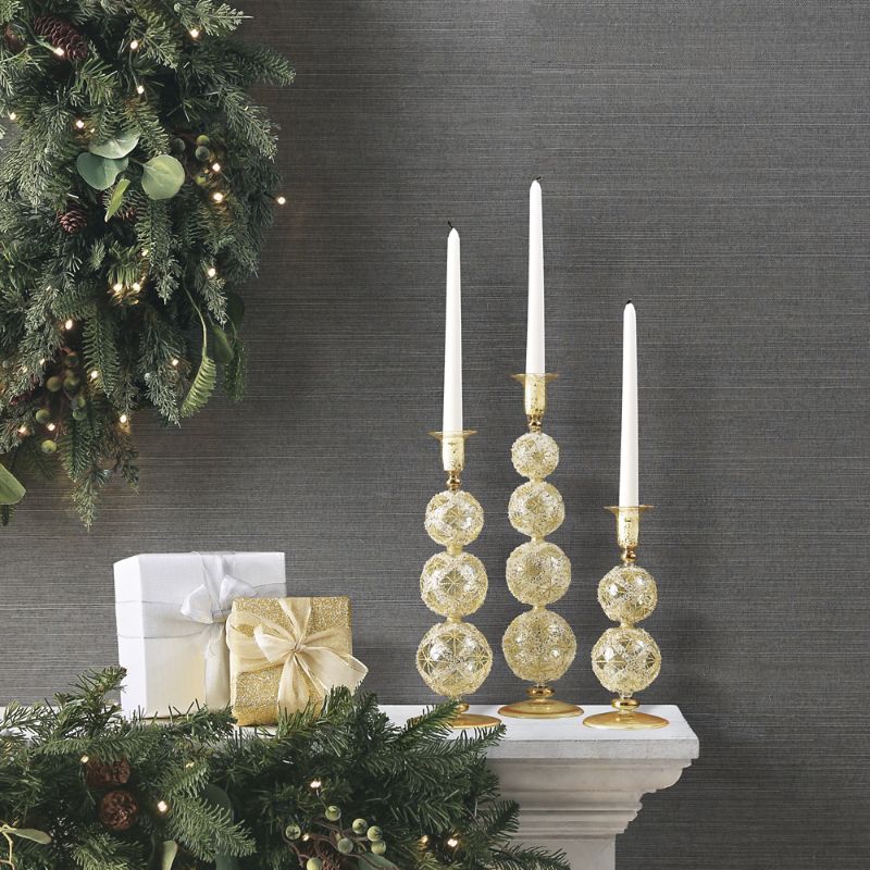 Frontgate Gleam And Glisten Glass Candlestick Holders