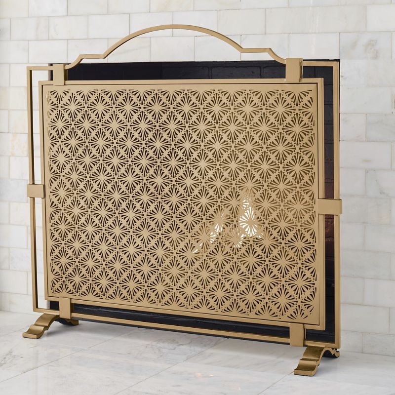 Frontgate Roxanna Mesh Fireplace Screen In Brown