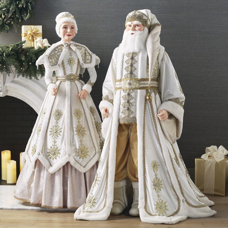 Frontgate Bells Of Brilliance Lifesize Santa & Mrs. Claus In Multi