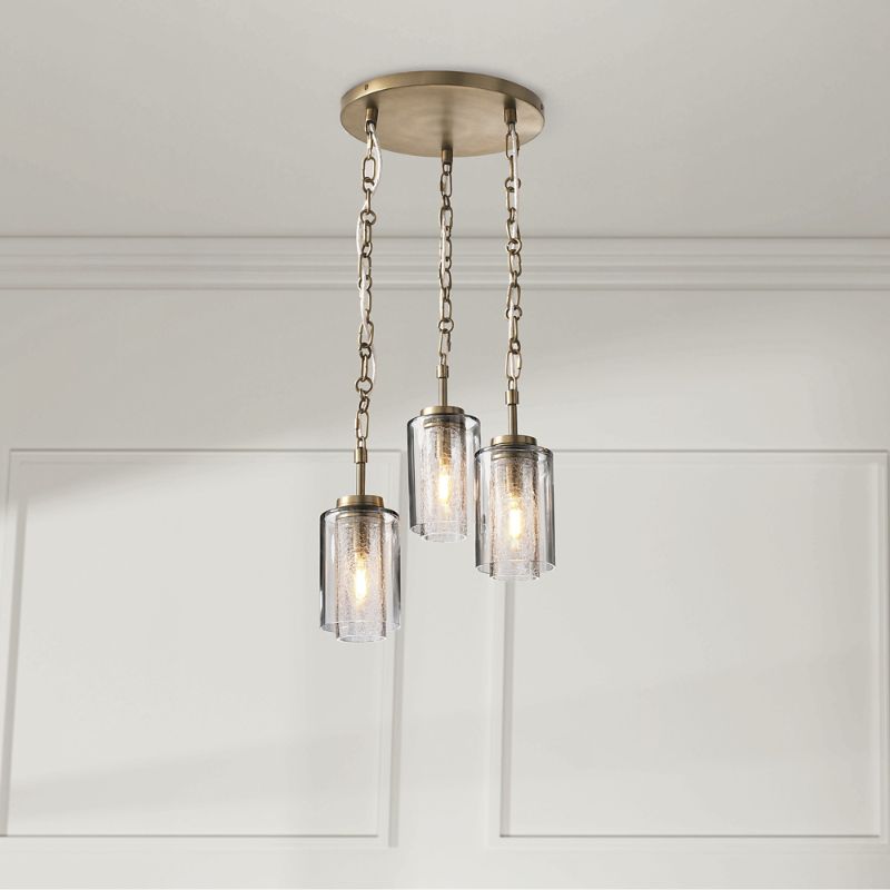 Frontgate Gibson Three-light Cluster Pendant In Brown
