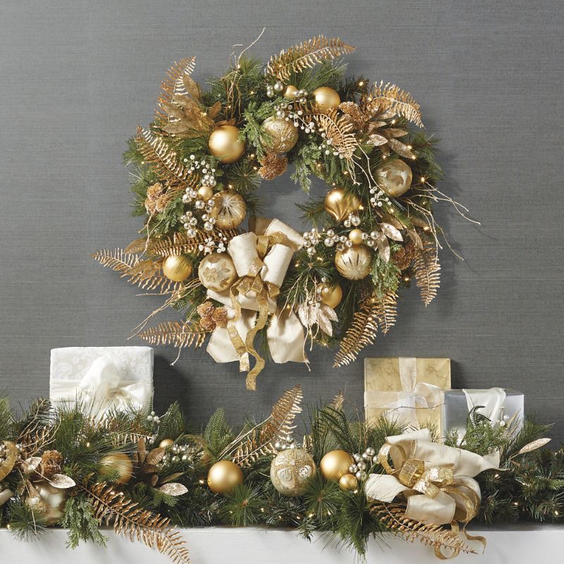 Frontgate Gleam And Glisten Greenery Collection In Gold